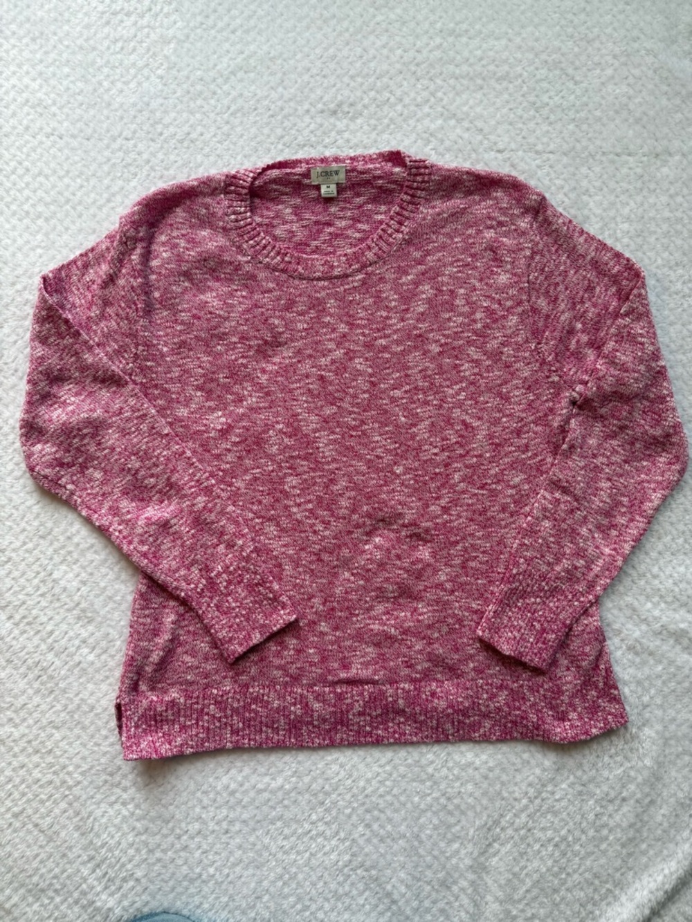 J. Crew Factory Crewneck Beach Sweater, Crisp Berry, Women's, M